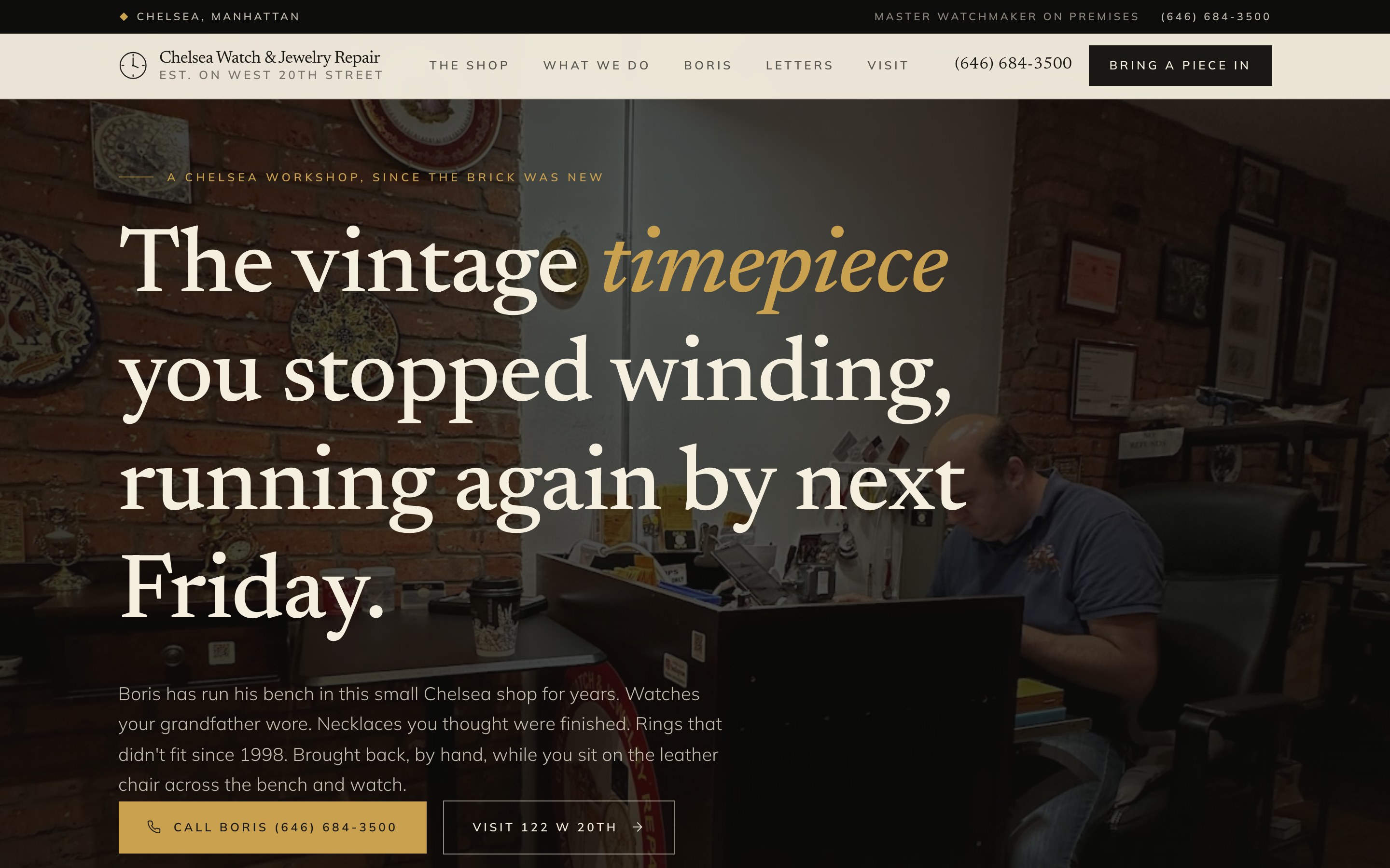 Chelsea Watch & Jewelry Repair website by Bragi Studio