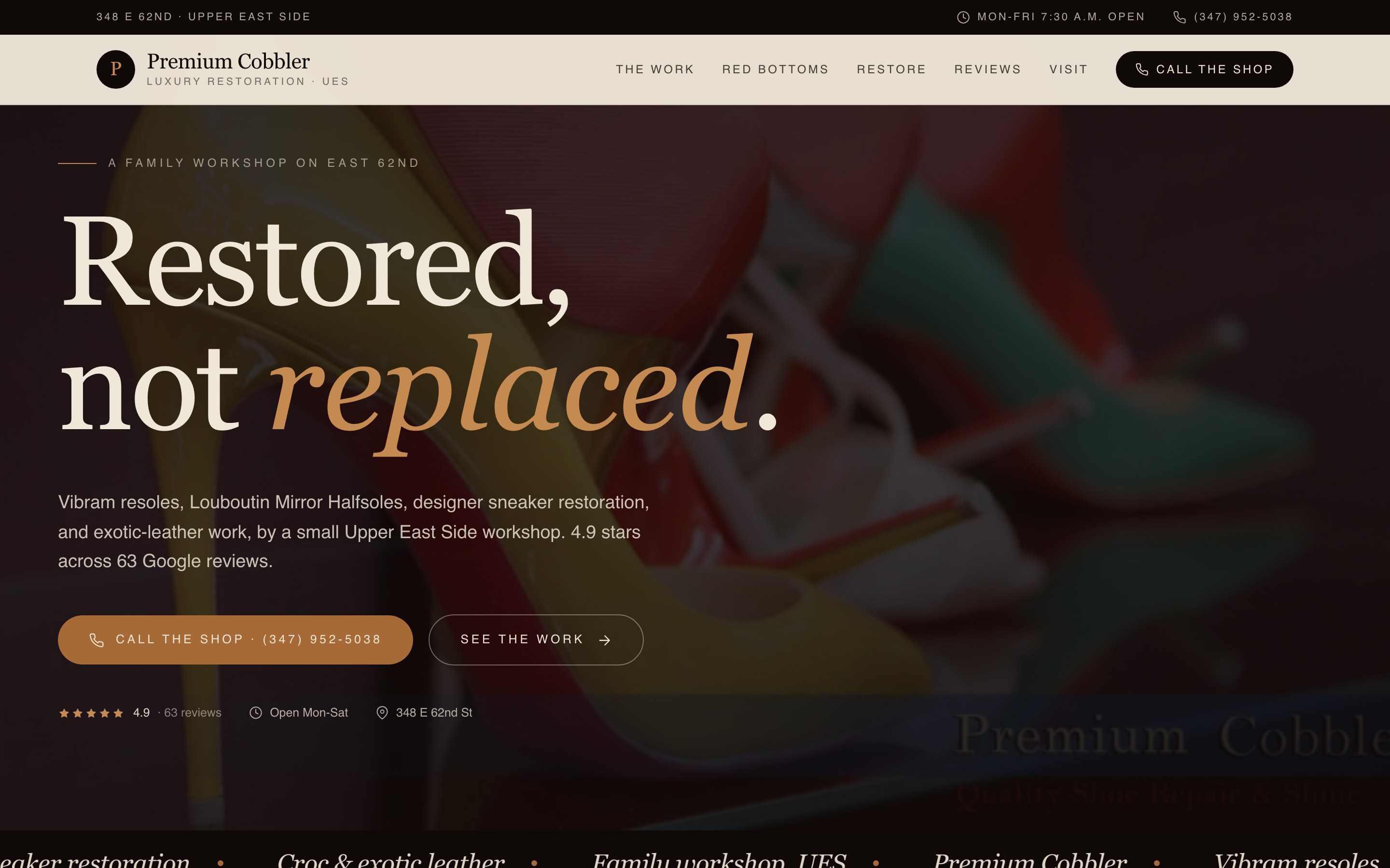 Premium Cobbler website by Bragi Studio
